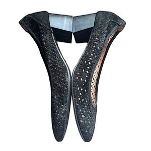 HISPANITAS Women's Black Perforated Leather Pump Shoes Size 38 (7.5US) Slip On